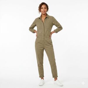 ASOS Khaki Green‎ Utility Boiler Suit Jumpsuit Cropped Ankle Size 4